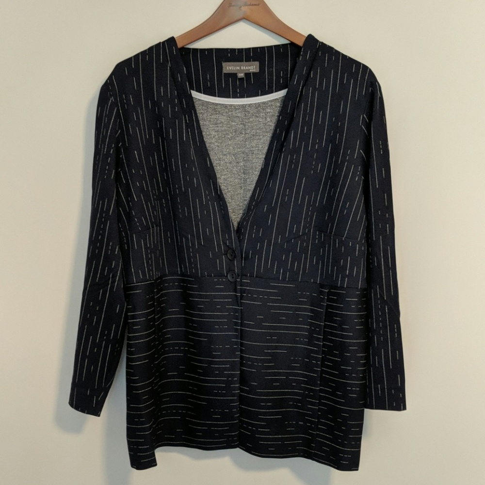 Evelin Brandt navy blue suit jacket blazer pant